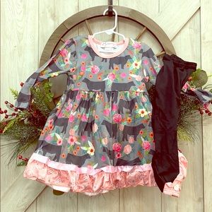 Cow Twirl Dress Set 3T